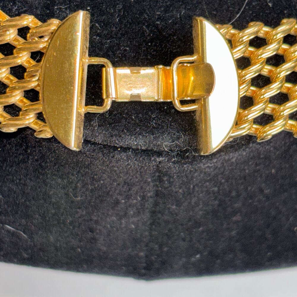 Vintage Napier Gold Mesh Choker Necklace Wide Collar 1980s Signed PAT 4774749 - Picture 7 of 10
